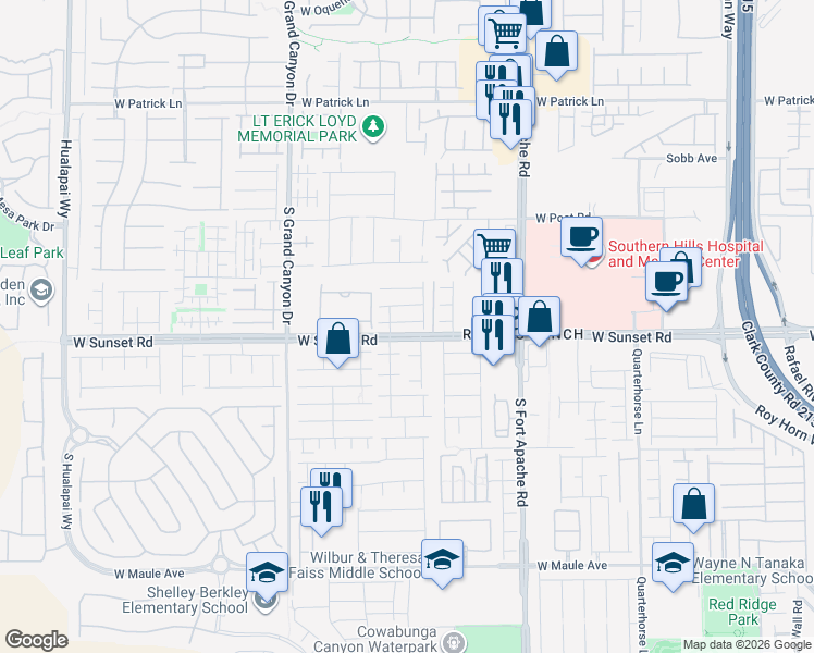 map of restaurants, bars, coffee shops, grocery stores, and more near 9589 Abbey Pond Avenue in Las Vegas