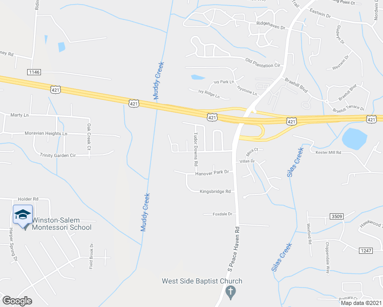 map of restaurants, bars, coffee shops, grocery stores, and more near 5610 Regent Village Drive in Winston-Salem