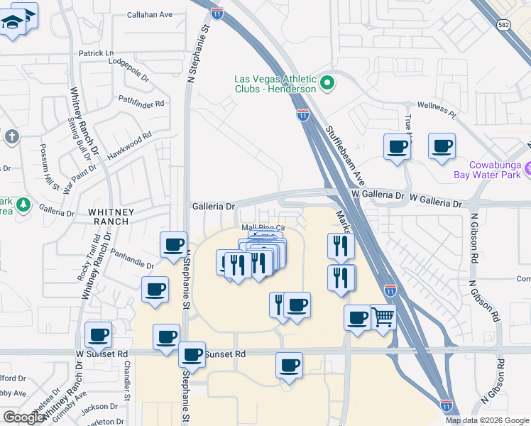 map of restaurants, bars, coffee shops, grocery stores, and more near 784 La Amatista Street in Henderson