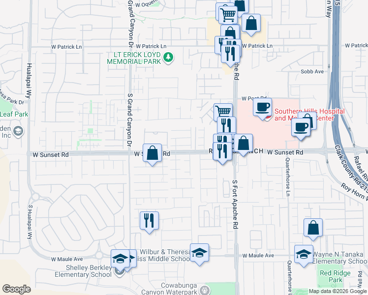 map of restaurants, bars, coffee shops, grocery stores, and more near 9589 Abbey Pond Avenue in Las Vegas