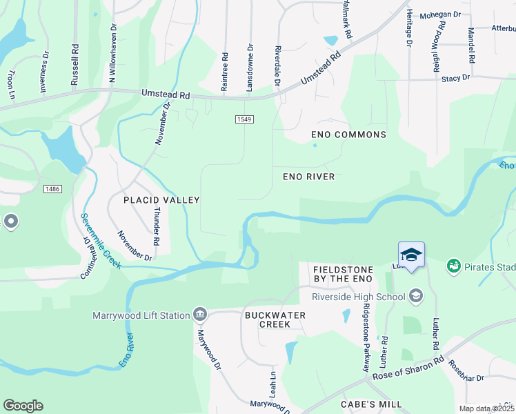 map of restaurants, bars, coffee shops, grocery stores, and more near 409 South Riverdale Drive in Durham