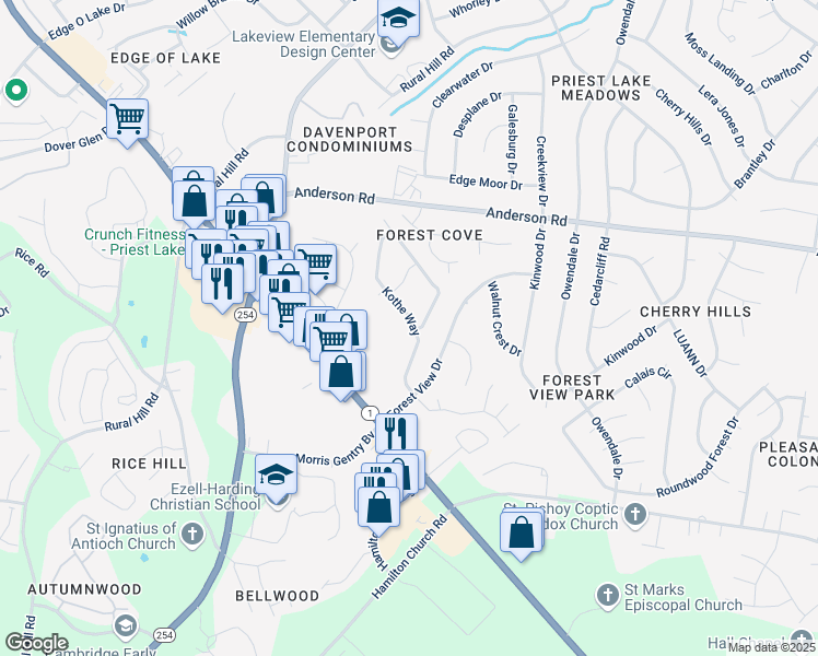 map of restaurants, bars, coffee shops, grocery stores, and more near 401 Kothe Court in Nashville