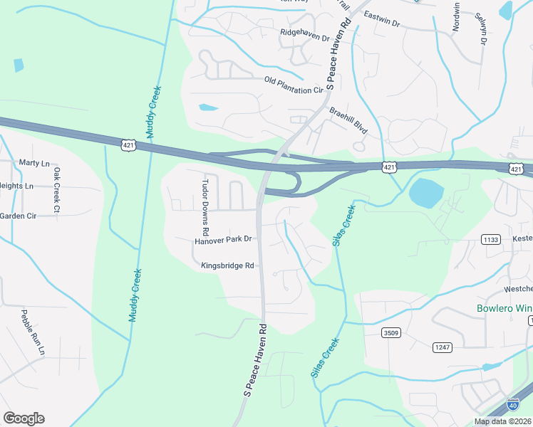 map of restaurants, bars, coffee shops, grocery stores, and more near 5395 Villas Drive in Winston-Salem