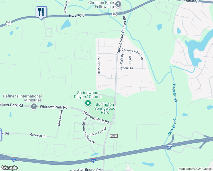 map of restaurants, bars, coffee shops, grocery stores, and more near 7210 Olmstead Drive in Burlington