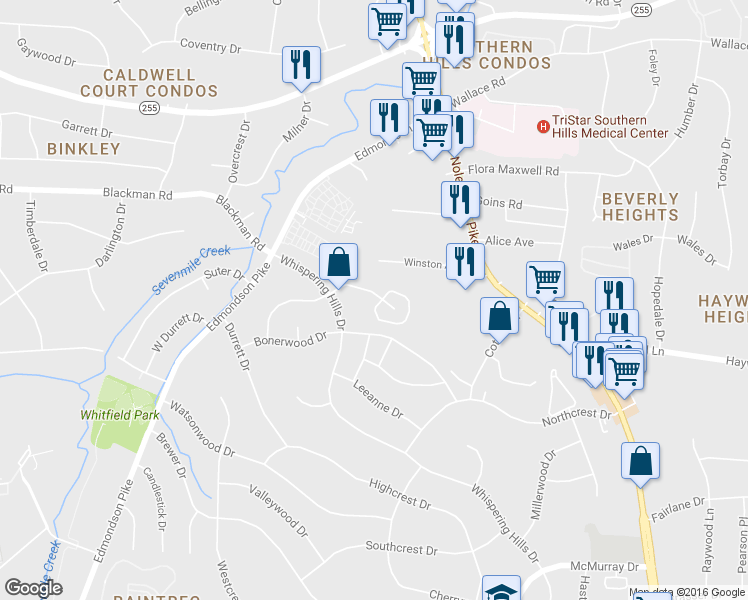 map of restaurants, bars, coffee shops, grocery stores, and more near 431 Adamwood Drive in Nashville
