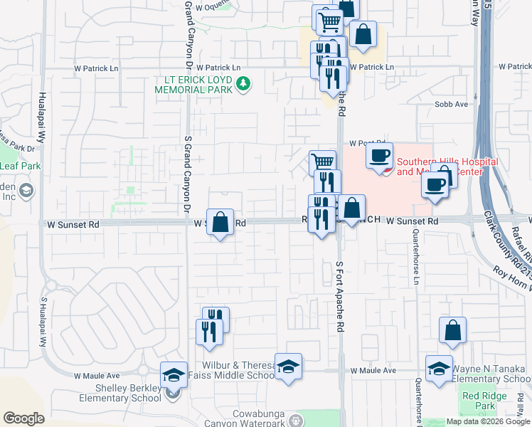 map of restaurants, bars, coffee shops, grocery stores, and more near 9595 Abbey Pond Avenue in Las Vegas