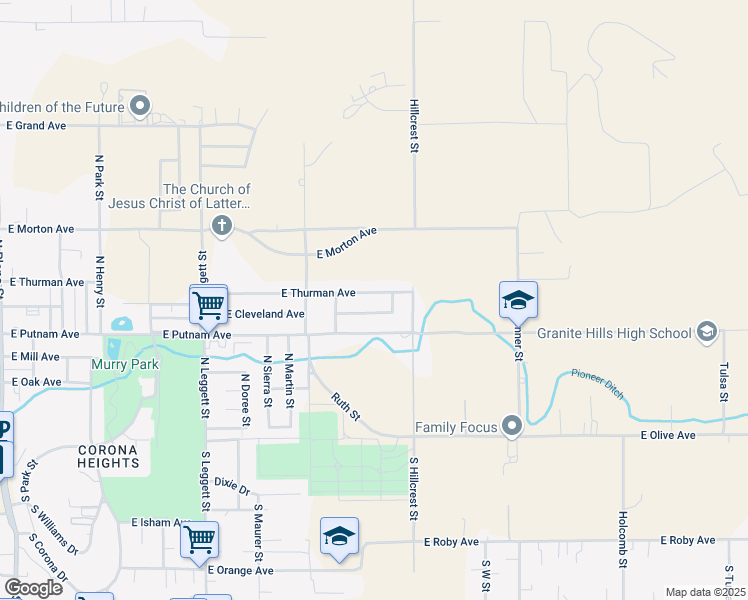 map of restaurants, bars, coffee shops, grocery stores, and more near 1131 East Thurman Avenue in Porterville