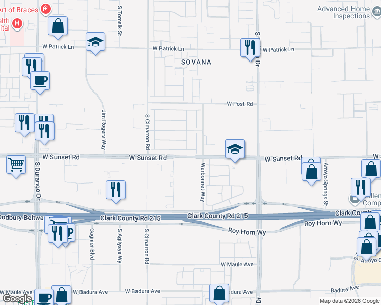 map of restaurants, bars, coffee shops, grocery stores, and more near 8025 Ancient Oaks Avenue in Las Vegas