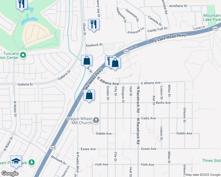 map of restaurants, bars, coffee shops, grocery stores, and more near 2 Emden Drive in Henderson