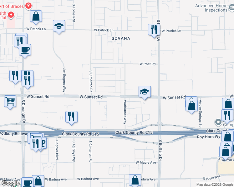 map of restaurants, bars, coffee shops, grocery stores, and more near 8025 Ancient Oaks Avenue in Las Vegas