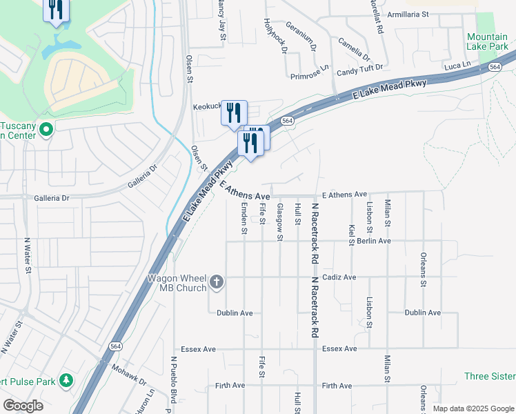 map of restaurants, bars, coffee shops, grocery stores, and more near Fife Street in Henderson