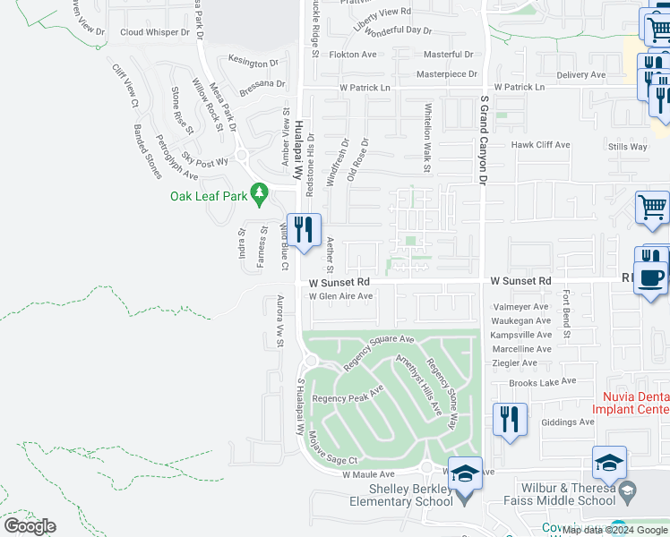 map of restaurants, bars, coffee shops, grocery stores, and more near 6474 Aether Street in Las Vegas