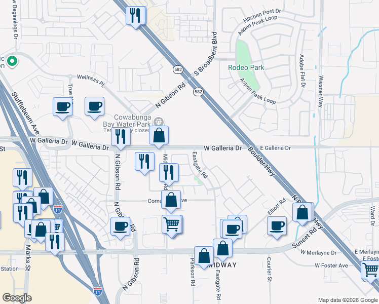 map of restaurants, bars, coffee shops, grocery stores, and more near 710 Aloe Yucca Avenue in Henderson