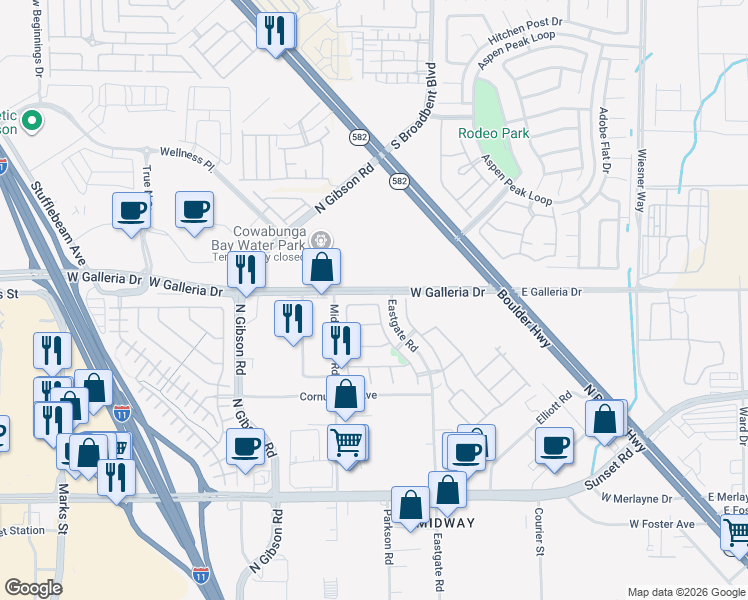 map of restaurants, bars, coffee shops, grocery stores, and more near 710 Aloe Yucca Avenue in Henderson