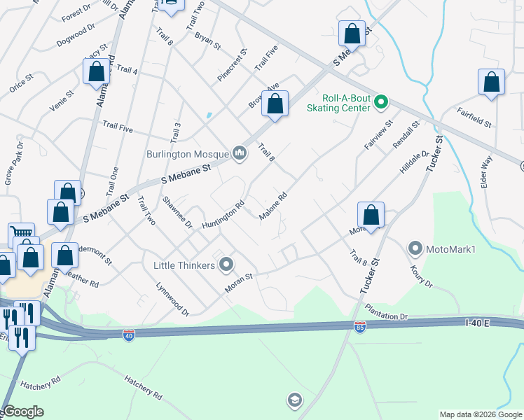 map of restaurants, bars, coffee shops, grocery stores, and more near 131 Salvet Street in Burlington