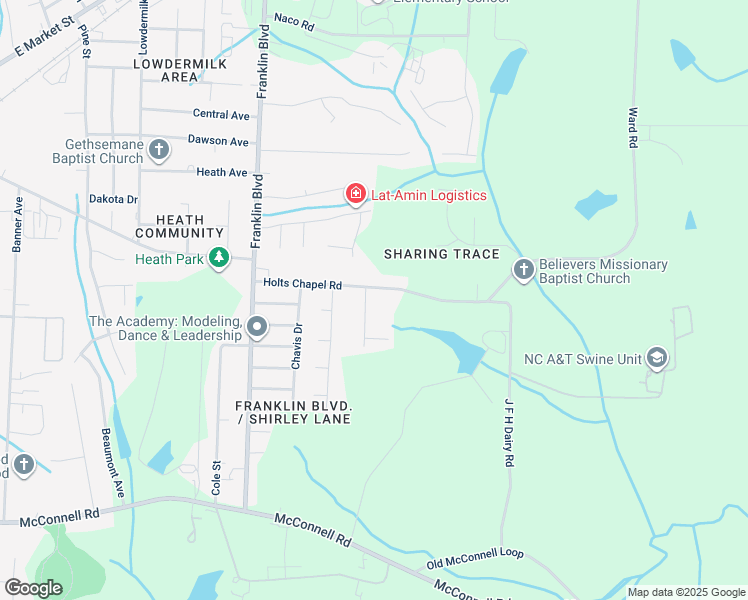 map of restaurants, bars, coffee shops, grocery stores, and more near 603 Herman Gist Road in Greensboro