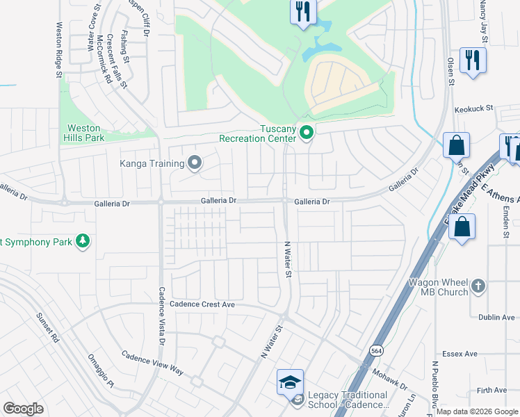 map of restaurants, bars, coffee shops, grocery stores, and more near 336 Verdi Falls Avenue in Henderson