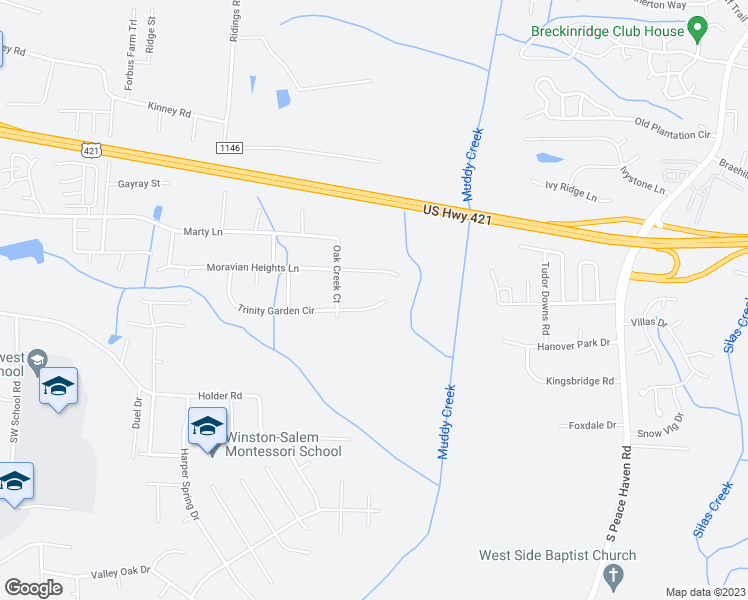 map of restaurants, bars, coffee shops, grocery stores, and more near 1601 Trinity Garden Circle in Clemmons