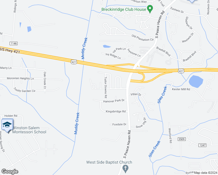 map of restaurants, bars, coffee shops, grocery stores, and more near 100 Charlotte Court in Winston-Salem