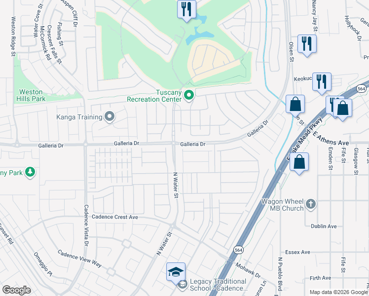 map of restaurants, bars, coffee shops, grocery stores, and more near 400 Middlestone Avenue in Henderson