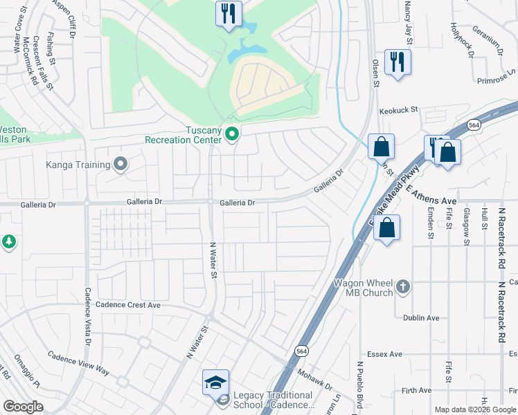 map of restaurants, bars, coffee shops, grocery stores, and more near 780 Rocky Nook Street in Henderson