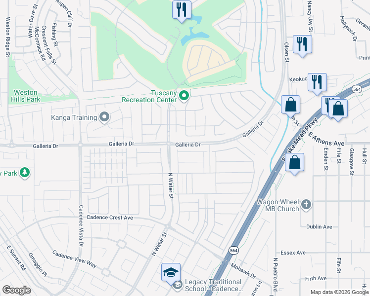 map of restaurants, bars, coffee shops, grocery stores, and more near 417 Middlestone Avenue in Henderson