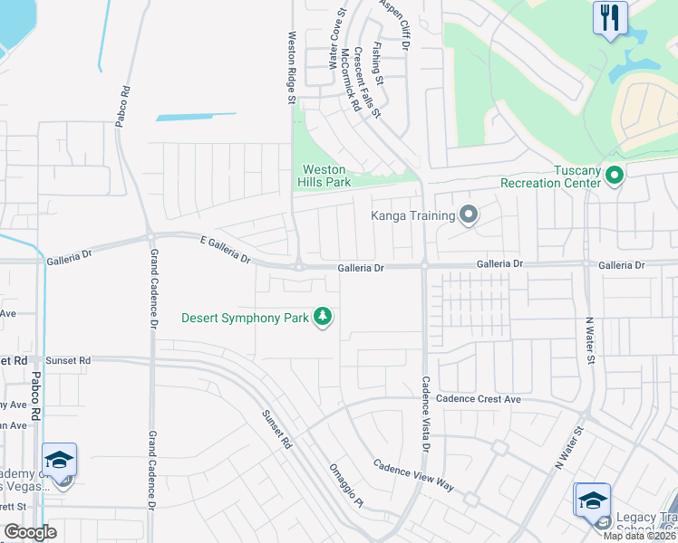 map of restaurants, bars, coffee shops, grocery stores, and more near East Galleria Drive in Henderson