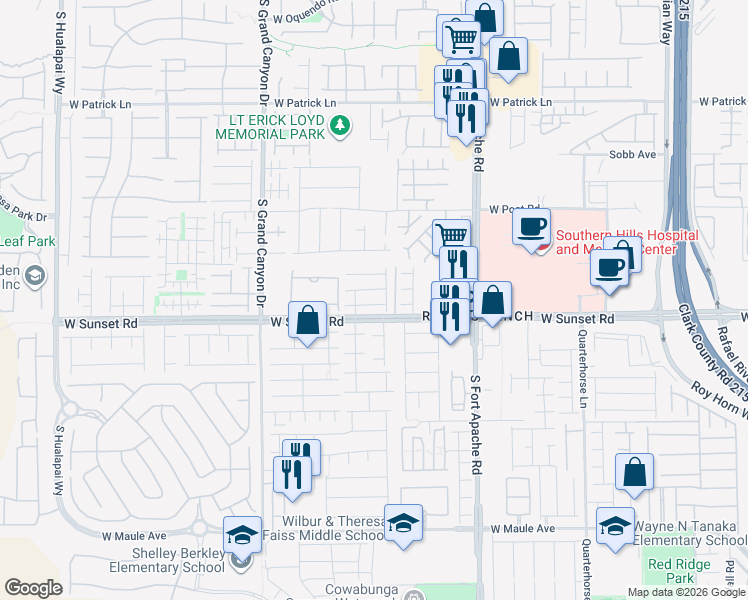 map of restaurants, bars, coffee shops, grocery stores, and more near 9589 Abbey Pond Avenue in Las Vegas