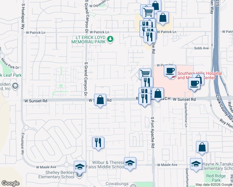 map of restaurants, bars, coffee shops, grocery stores, and more near 9589 Abbey Pond Avenue in Las Vegas