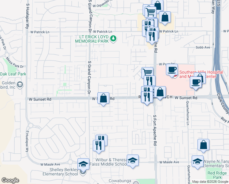 map of restaurants, bars, coffee shops, grocery stores, and more near 9637 Abbey Pond Avenue in Las Vegas