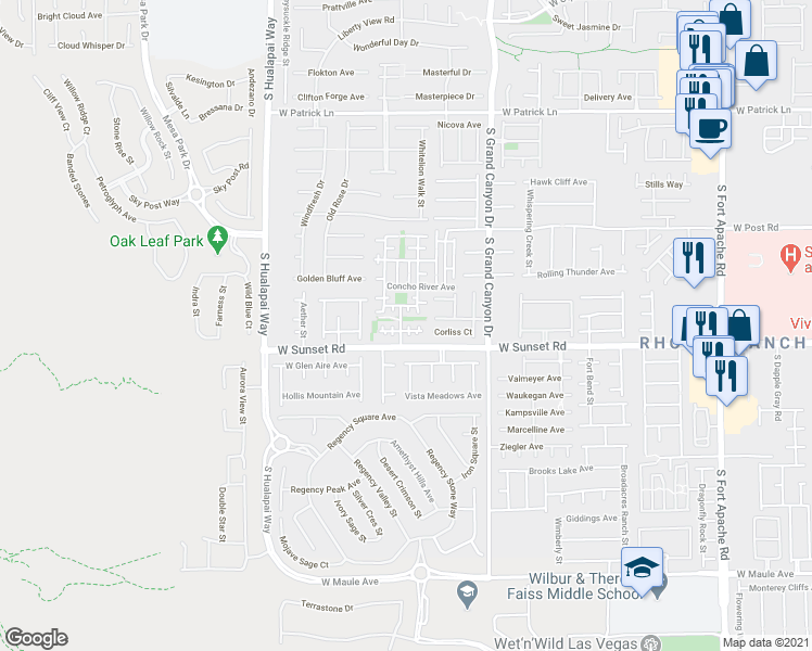 map of restaurants, bars, coffee shops, grocery stores, and more near 9915 Copano Bay Avenue in Las Vegas