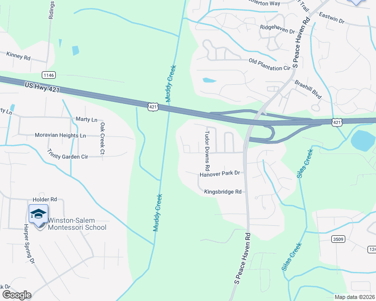map of restaurants, bars, coffee shops, grocery stores, and more near 5720 Regent Village Drive in Winston-Salem