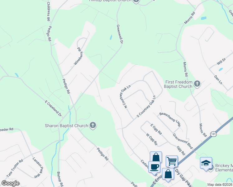 map of restaurants, bars, coffee shops, grocery stores, and more near 1534 North Courtney Oak Lane in Knoxville