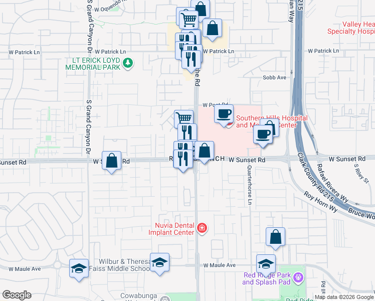 map of restaurants, bars, coffee shops, grocery stores, and more near 6485 South Fort Apache Road in Las Vegas