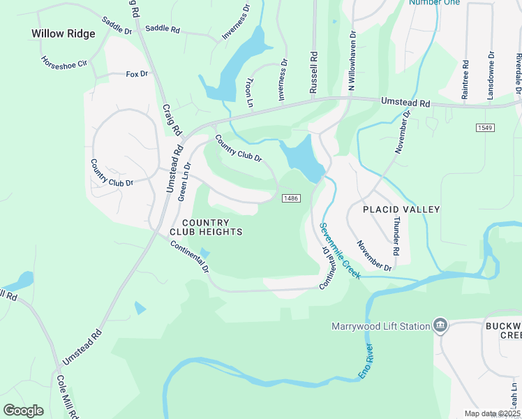 map of restaurants, bars, coffee shops, grocery stores, and more near 307 Country Club Drive in Durham