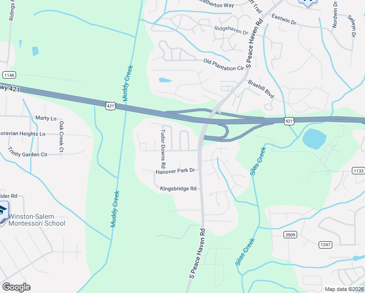 map of restaurants, bars, coffee shops, grocery stores, and more near 5520 Regent Village Drive in Winston-Salem