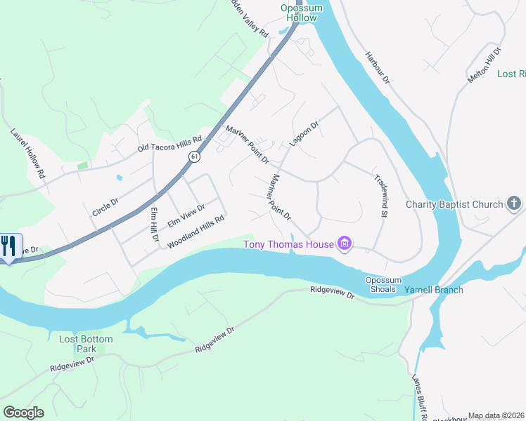 map of restaurants, bars, coffee shops, grocery stores, and more near 207 Sailview Lane in Clinton