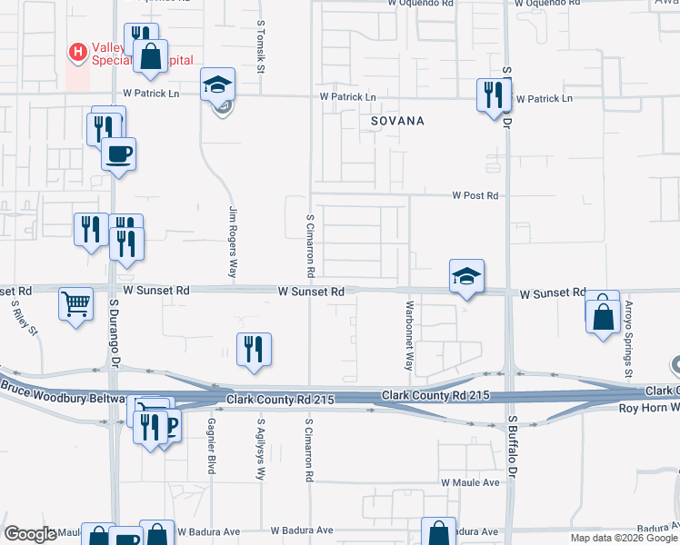 map of restaurants, bars, coffee shops, grocery stores, and more near 8101 Ancient Oaks Avenue in Las Vegas