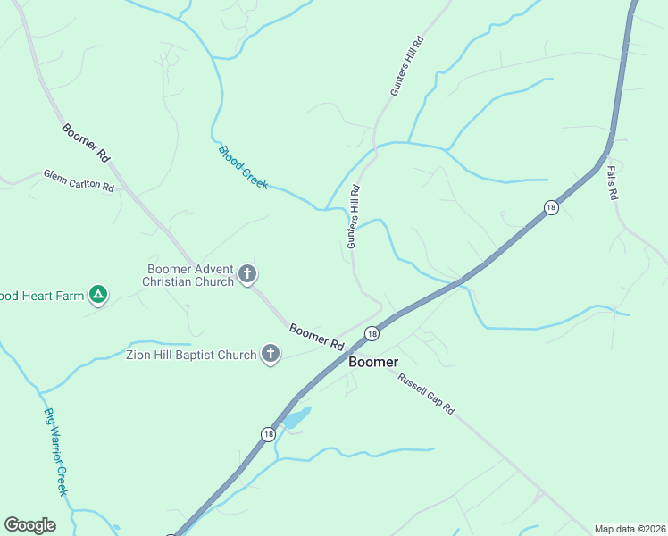 map of restaurants, bars, coffee shops, grocery stores, and more near 1824 Gunters Hill Road in Boomer