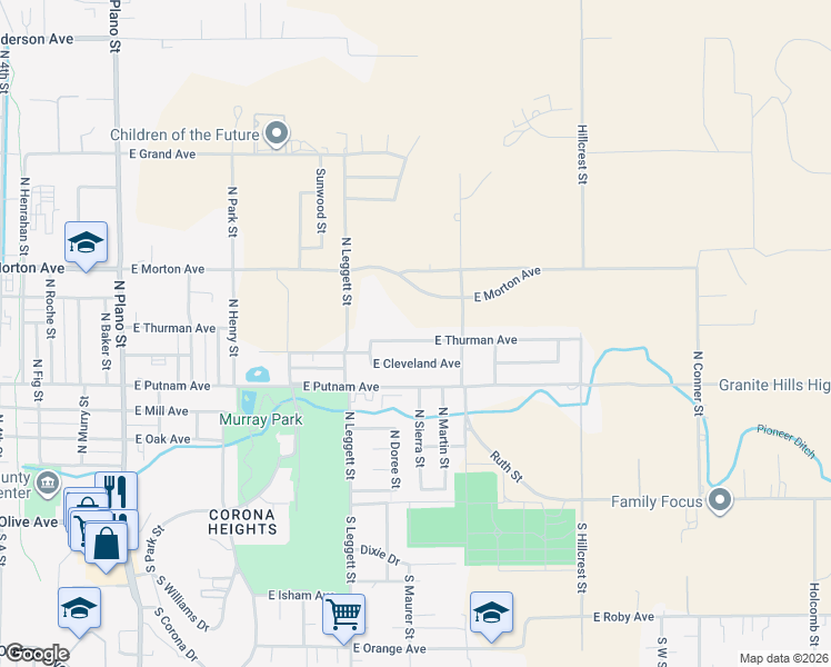 map of restaurants, bars, coffee shops, grocery stores, and more near 951 E Thurman Ave in Porterville