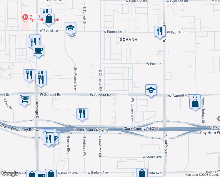 map of restaurants, bars, coffee shops, grocery stores, and more near 8101 Ancient Oaks Avenue in Las Vegas