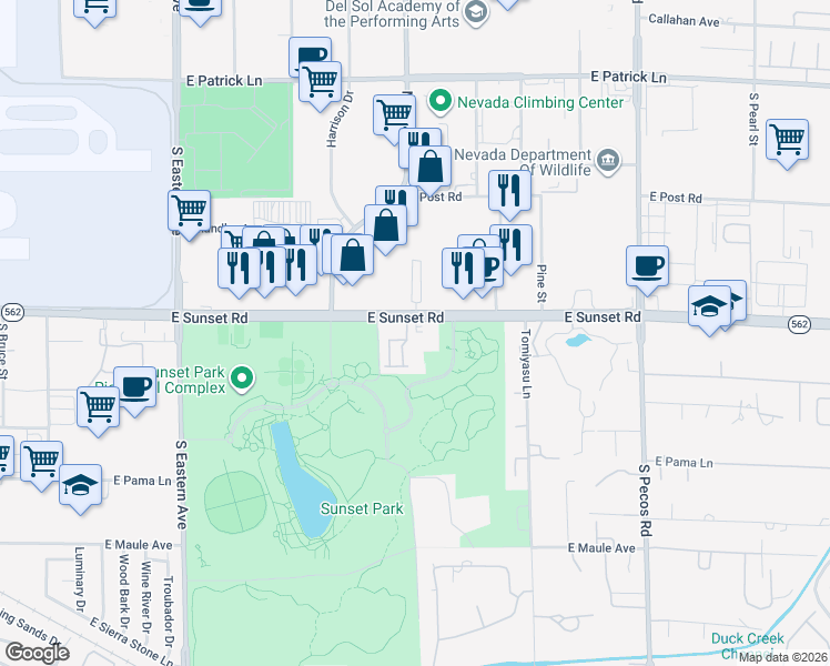 map of restaurants, bars, coffee shops, grocery stores, and more near 3015 Nevada 562 in Las Vegas