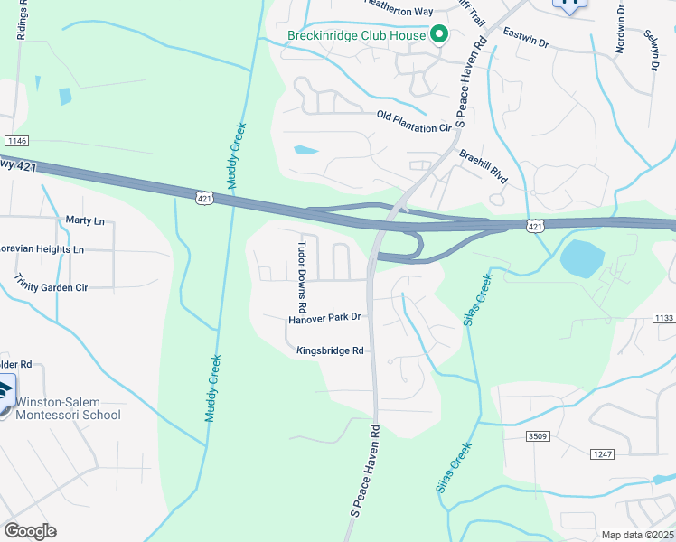 map of restaurants, bars, coffee shops, grocery stores, and more near 188 Cameron Way Circle in Winston-Salem