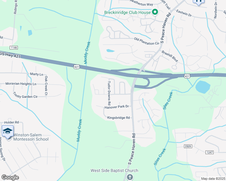 map of restaurants, bars, coffee shops, grocery stores, and more near 112 Charlotte Court in Winston-Salem