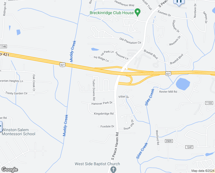map of restaurants, bars, coffee shops, grocery stores, and more near 112 Cameron Way Circle in Winston-Salem