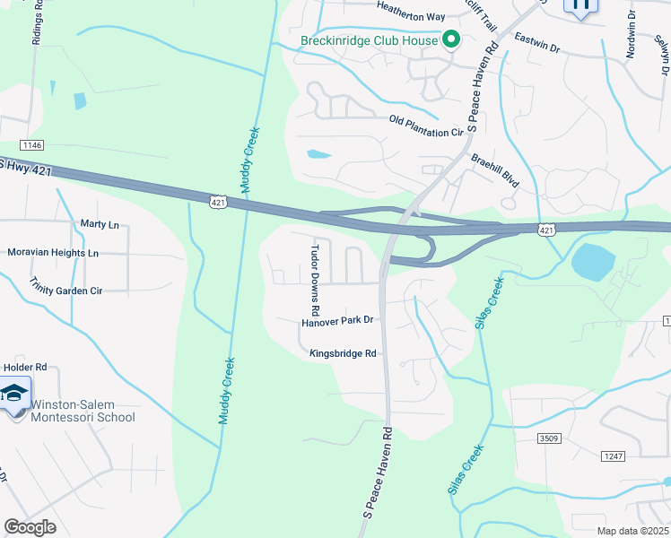 map of restaurants, bars, coffee shops, grocery stores, and more near 119 Charlotte Court in Winston-Salem