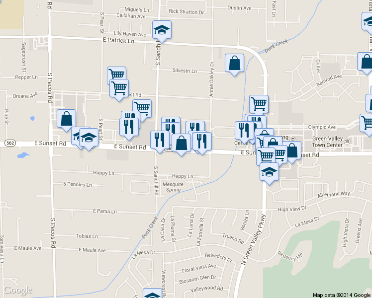 map of restaurants, bars, coffee shops, grocery stores, and more near 3931 Sunset Road in Las Vegas