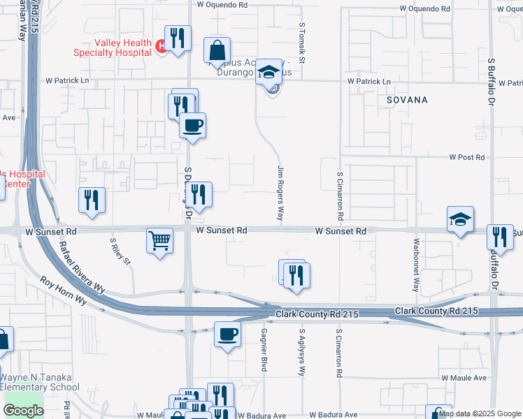 map of restaurants, bars, coffee shops, grocery stores, and more near 8350 Briova Drive in Las Vegas