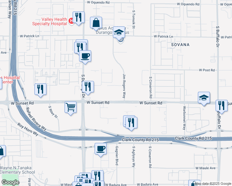 map of restaurants, bars, coffee shops, grocery stores, and more near 8400 West Sunset Road in Las Vegas