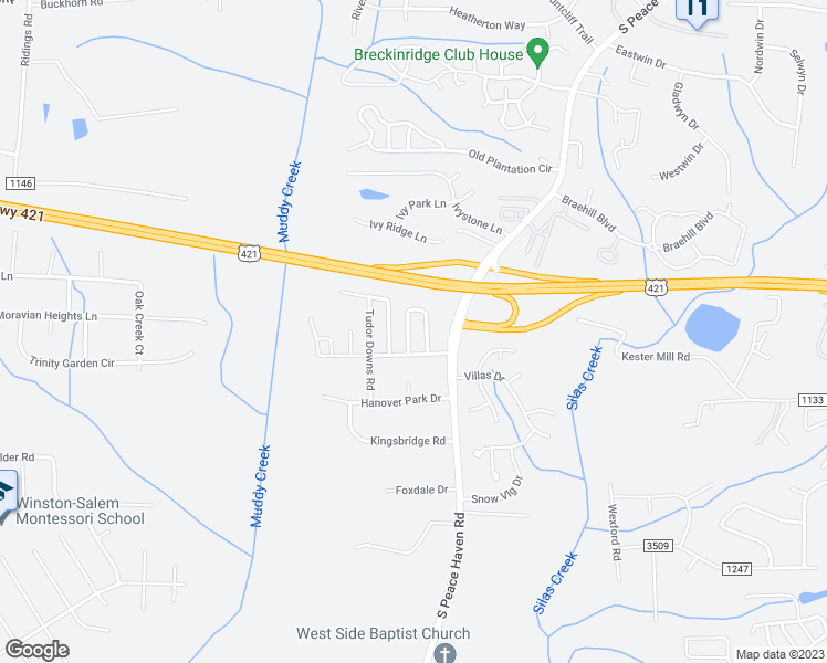 map of restaurants, bars, coffee shops, grocery stores, and more near 180 Cameron Way Circle in Winston-Salem